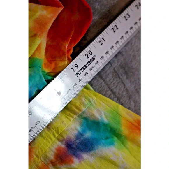 Luxe Artisan Hand Dyed Rainbow Tie-Dye Asymmetric Hem Dress Size Small - Picture 11 of 14